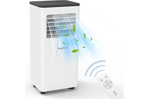 POOPLE 8,000 BTU Portable Air Conditioners, Portable AC for Room up to 350 Sq. Ft, 5-in-1 Portable AC Unit with LED Display/Remote Control/Window Installation Kit/24Hrs Timer, White