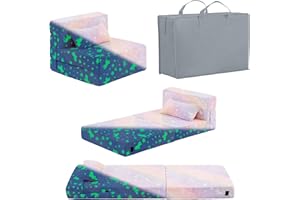 Givjoy Folding Sofa Bed Floor Mattress for Kids with Pillow, Toddler Washable Folding Floor Nap Mat Futon, Child Fold Up Sofa Chair Bed with Storage Bag for Girls and Boys