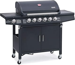TAINO RED 6+1 Gasgrill Grillwagen BBQ Edelstahl-Brenner Gas-Grill schwarz