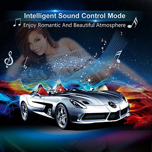 CARANTEE Car LED Strip Light - Multicolor Music Interior Car Lights, 4pcs 48 LEDs 8 Colors Wireless Remote Control with Sound Active Function Under Dash Lighting kits(DC 12V)