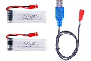 HHZ 2 Pcs 3.7V 500mAh 20C 721855 Rechargeable jst Plug Lipo Battery with USB Charger for UDI U818A U817A U817 U818A-1RC Quadcopter Drone Spare Parts