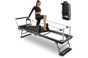 ONETWOFIT Foldable Pilates Reformer for Home Gym, Pilates Equipment for Home Workouts Pilates Reformer Machine Max 440 lbs In