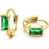 Small Gold Hoop Earrings for Women 14K Gold Plated Hoops Tiny Hypoallergenic Cubic Zirconia Cartilage Huggie Hoop Earrings for Women