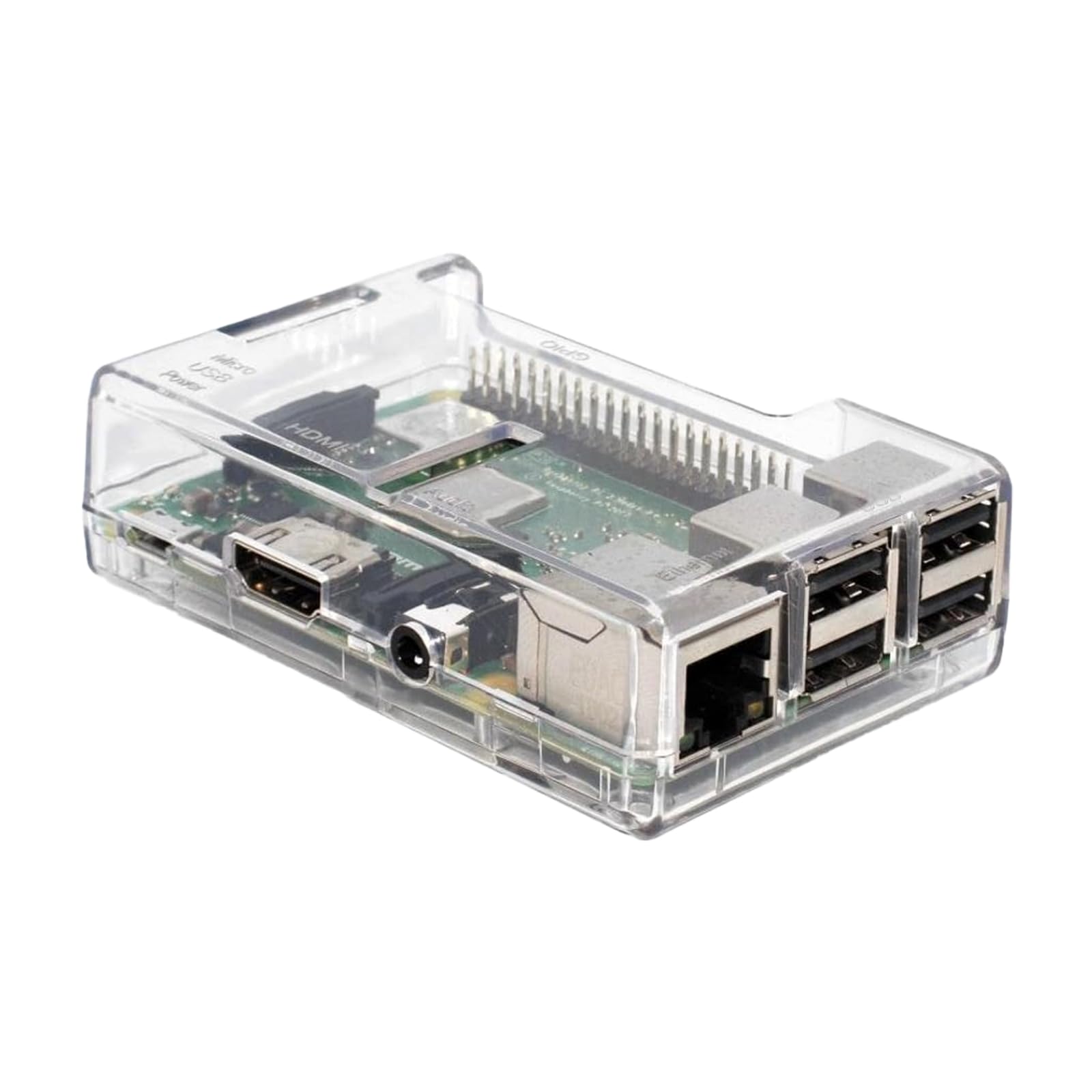 sb components Raspberry Pi 3 Model B+ Transparent Case - Access to All Ports