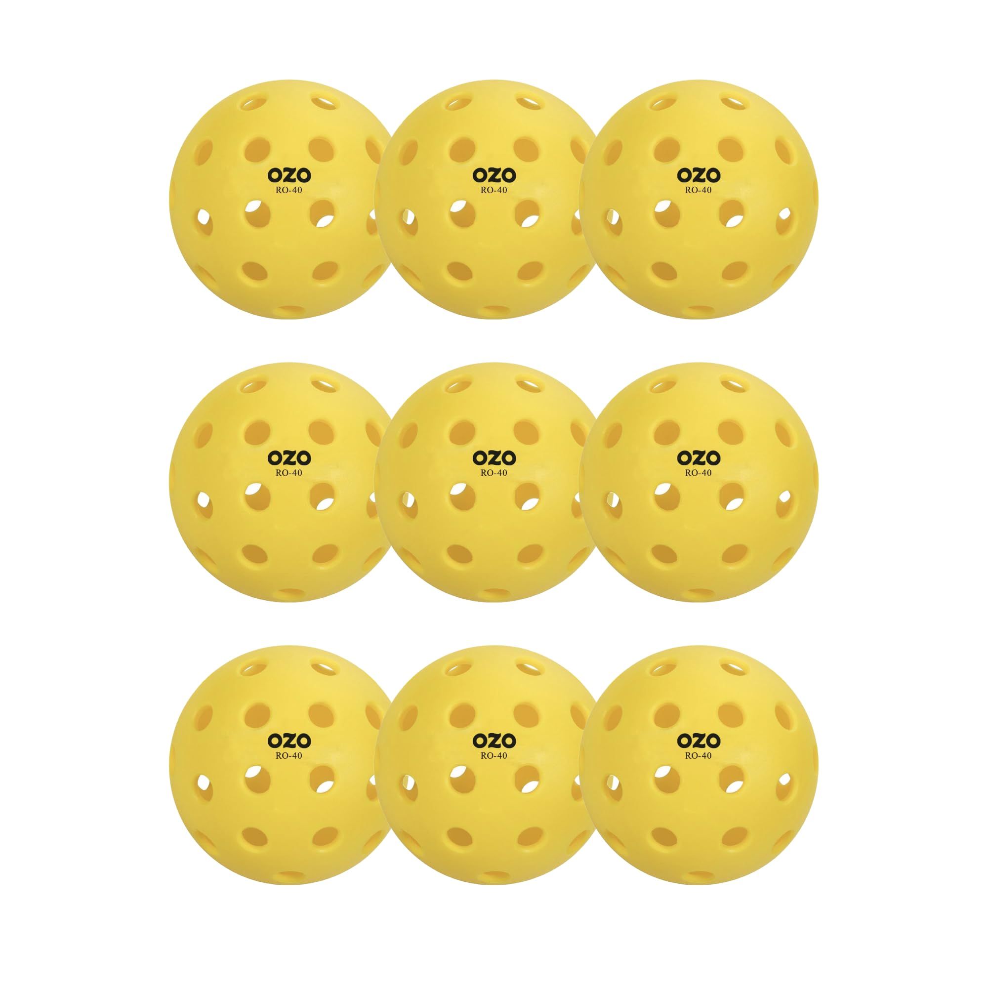 OZO Pickleball - Set of 9 Outdoor Balls, 40 holes, Injection Mould