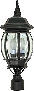 Ciata Lighting 3 Light Outdoor Aluminium 21 inch Outdoor Post Lantern, Clear Glass Shade in Black Finish. Voltage: 120, Wattage: 60, Clear Beveled Glass Panels.