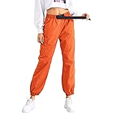Floerns Women's Drawstring Pockets Casual Neon Joggers Baggy Cargo Pants