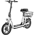 Gotrax Electric Scooter with Seat for Adult, Max 16-25miles Range, 15.5-20mph Power by 350W-500W Motor, Comfortable 14" Pneumatic Tire and Wider Deck & Height Adujustable Seat with Carry Basket