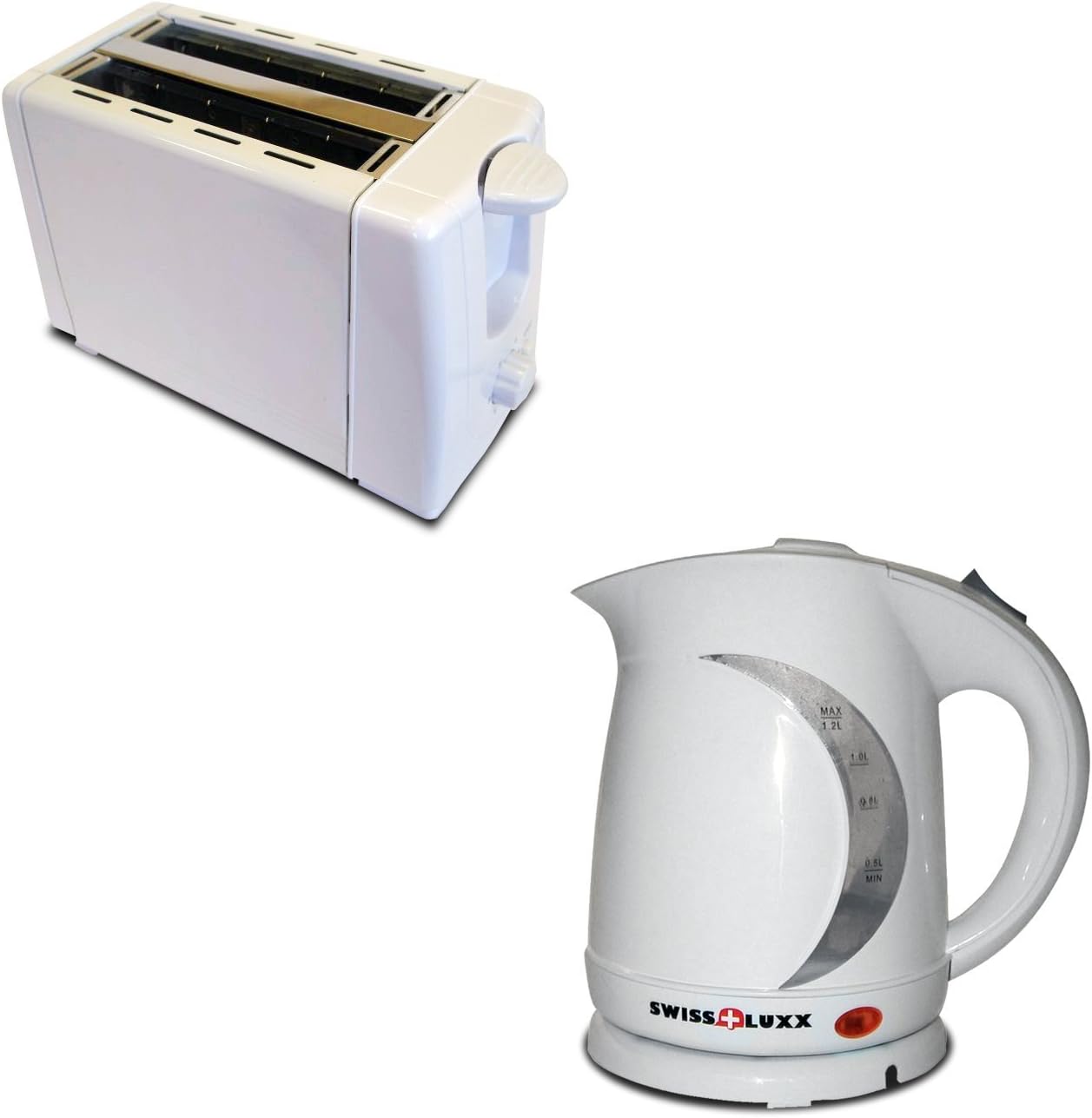 SwissLuxx White Toaster and Kettle