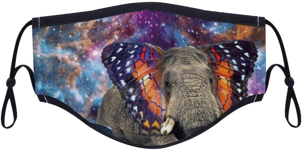 Fashion Comfortable health Face MaskNebula Butterfly Flying Elephant Cotton Anti-Dust Mouth Mask Reusable Face Shield Mask for Adults and Teens