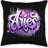 Pink & Purple Aries Zodiac Star Sign Throw Pillow