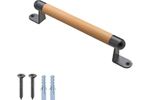 Dolibest 12" Wooden Barn Door Pull Handle, Wooden Fence Gate Pull Handle, 2 Durable Metal Support, Heavy Duty Sliding Door Handle for Gate Barn, Closet, Garage, Includes Install Hardware