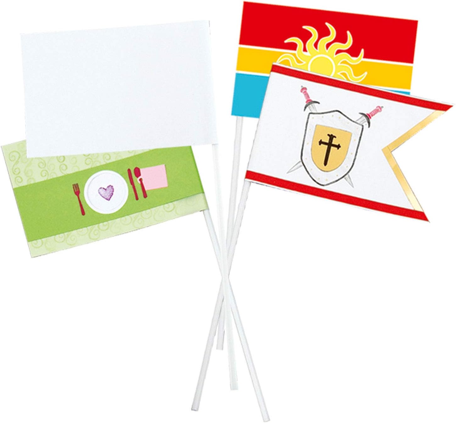 Folia 2371 DIN A6 Mini Paper Flags Rod Length 30 cm, Pack of 20, White, Small - Image 3