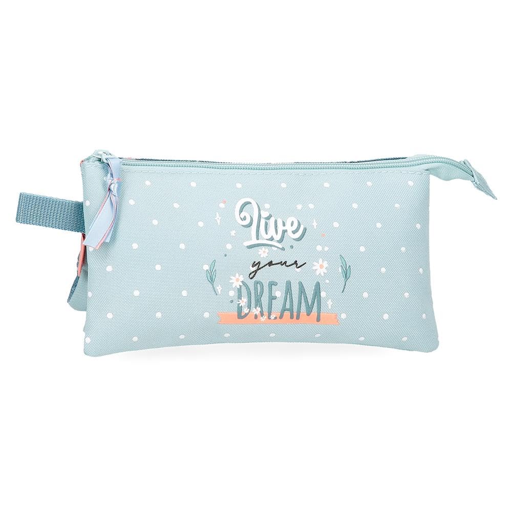 Movom Live Your Dreams Triple Pencil Case Green 22x12x5cm Polyester by Joumma Bags, Green, Triple Case