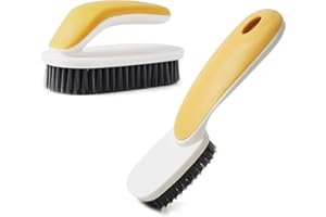 KAGYUAN Laundry Scrub Brush 2 Pack Soft Bristle Brush Shoe Cleaning Brush for Stains Clothes Scrubbing Brush Household Cleaning Tool for Bathroom Countertop Bathtubs (Yellow)