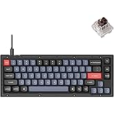 Keychron V2 Wired Custom Mechanical Keyboard, 65% Layout QMK/VIA Programmable Macro with Hot-swappable K Pro Brown Switch Compatible with Mac Windows Linux (Frosted Black - Translucent)