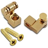 Jersvimc 2 Pcs Guitar Roller String Tree, Gold, for Tele Start | Brass, String Tree Retainer, Telecaster String Guide, Bass String Retainer Screw