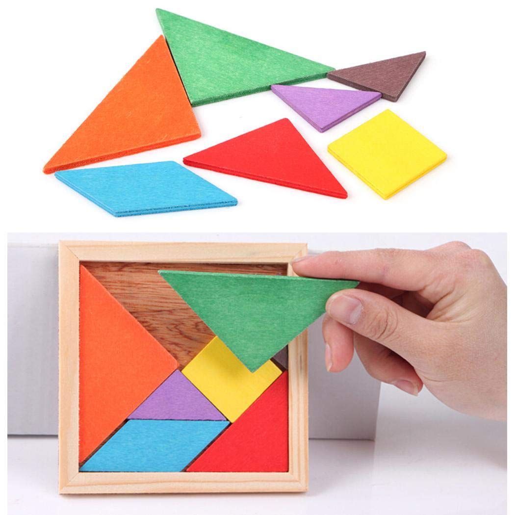 yagot Kinder Holz Puzzle Spielzeug Multicolor Tangram Früherziehung Spielzeug Kinder Tragbares Lernspielzeug