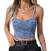 Kvor Women Vest Chic Shoulder Lady Corset Tube Top Sexy Jeans Camisole Top Denim Top