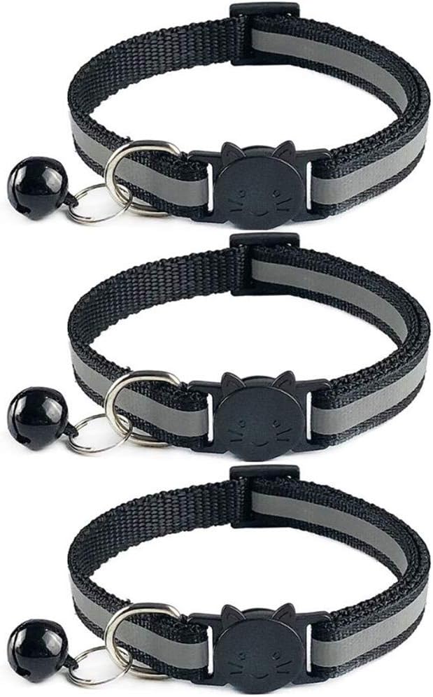 Tafeiya Reflective Cat Collars 3 Pack 8-12.6 inch Adjustable Black Quick