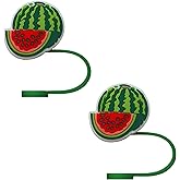 STRACOUPI Watermelon Fruits Silicone Straw Covers for Stanley Cup, Reusable, Cute Straw Toppers Accessories for Tumblers, 2PCS Decorative & Personalized Straw Cover Cap (b)