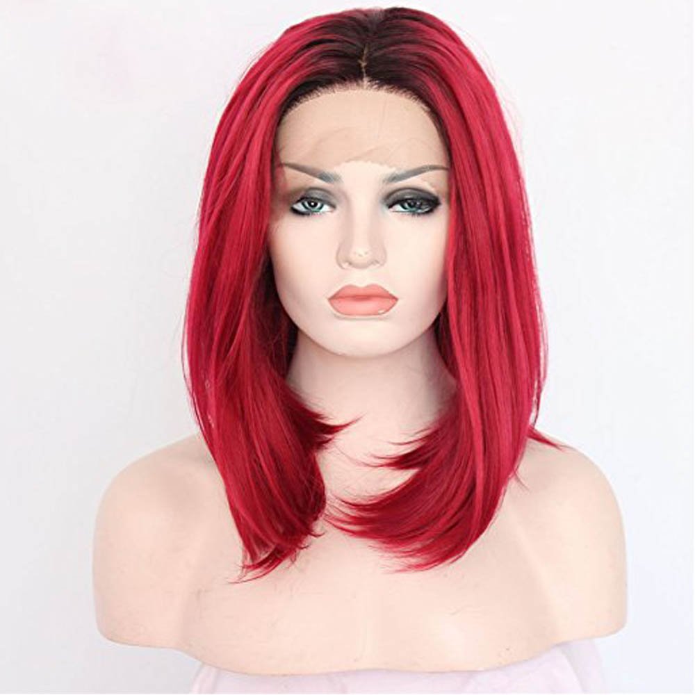 Amazon Com Women S Ombre Lace Front Wigs 2 Tones Dark Roots Red