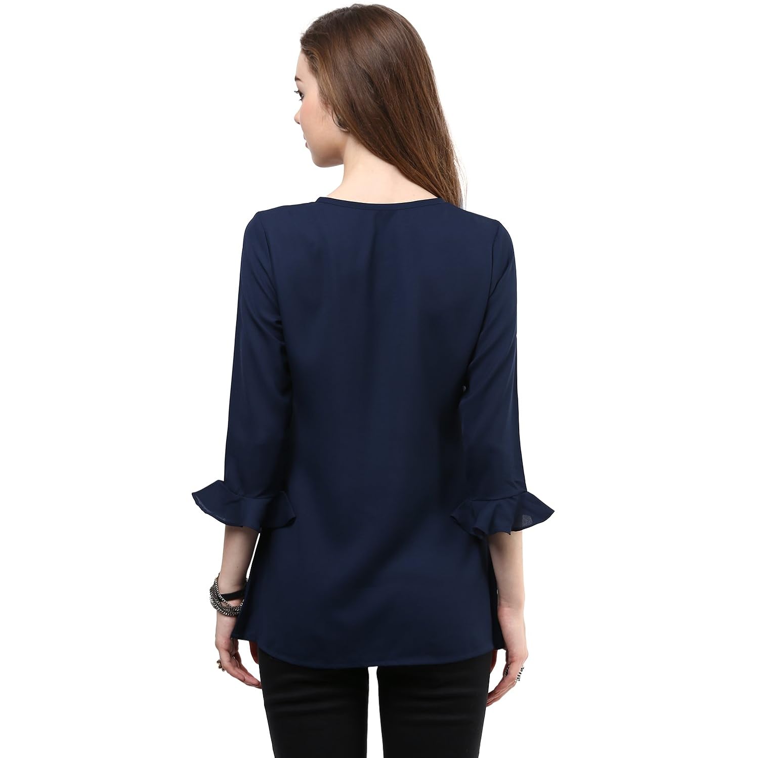 rare women navy blue georgette top (ep1008a)