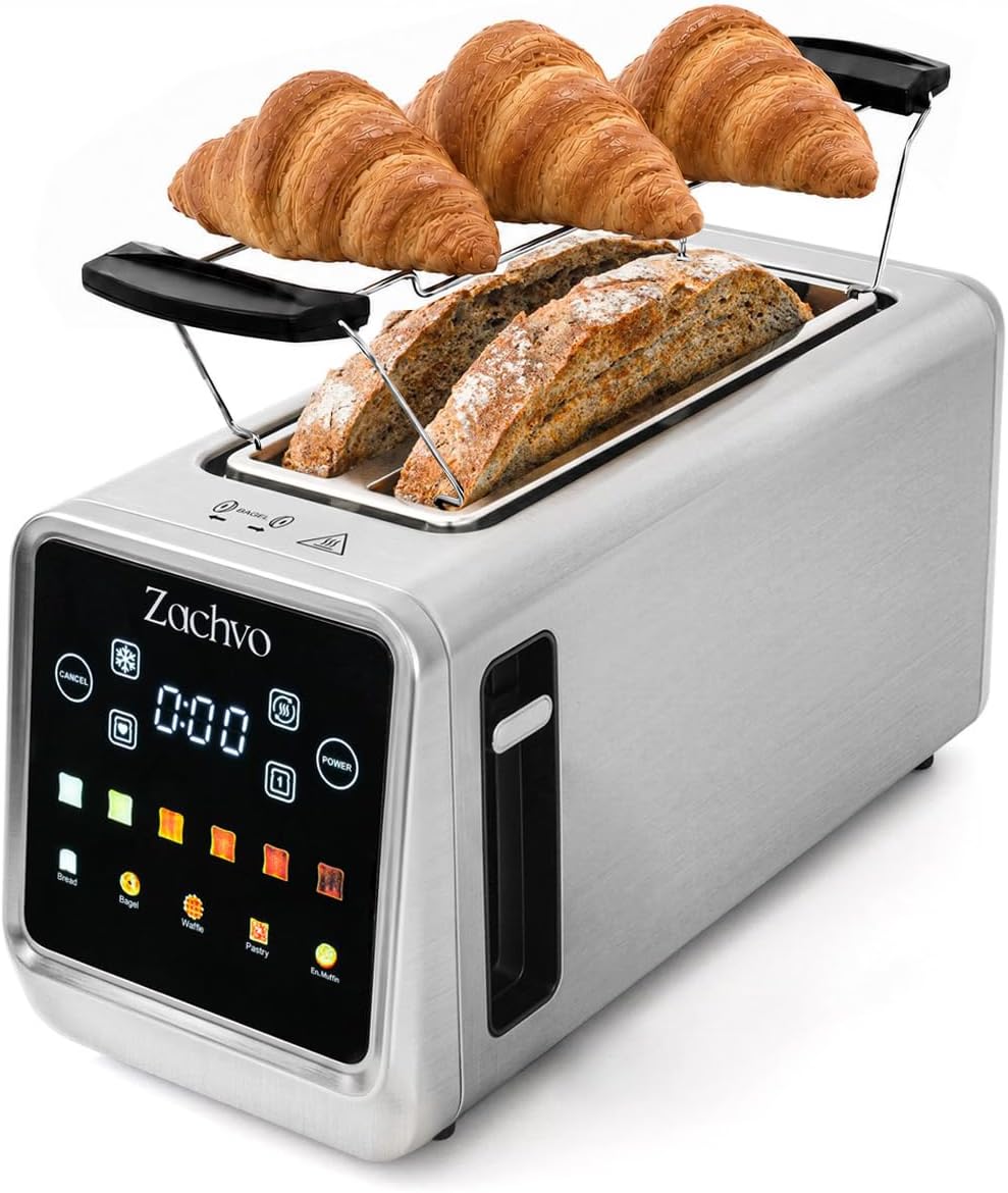 ZACHVO 4 Slice Long Slot Toaster with Smart Touchscreen & Memory Function
