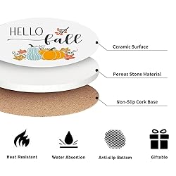 Fall Drink Absorbent Coasters with Holder Set of