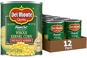 Del Monte Canned Fresh Cut Golden Sweet Whole Kernel Corn No Salt Added, 8.75-Ounce (Pack of 12), Packaging may vary
