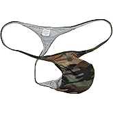 Jaxu Men's Camouflage Micro Thong Stretchy String Mini Bikini Guys T-Back Pants
