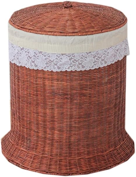 JXM Canasta de bambú Cesta de lavandería Cesta de lavandería con Tapa