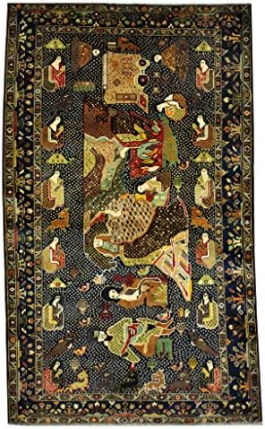 Herat Oriental Afghan Hand-Knotted Semi-Antique Balouchi War Rug, 4' x 6'9", Navy