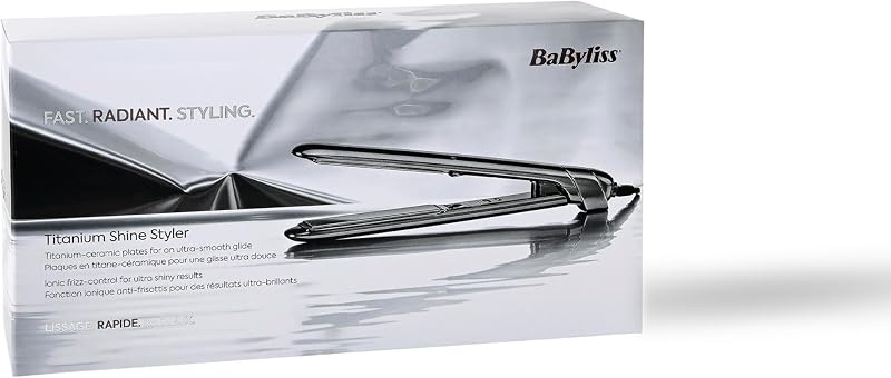 Titanium Shine Piastra Capelli - Tecnologia in Titanio-Ceramica a Scorrimento Morbido, 5 Impostazioni di Calore 150–230°C, Uso Internazionale, Argento, ST260E — foto 3 di 5