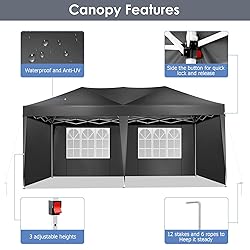 TOOLUCK 10x20 Pop Up Canopy Tent with 4 Sidewalls