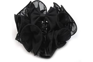 Beautiful Korean Chiffon Rose Bow Hair Claw Clip Gorgeous Hair Accessory New
