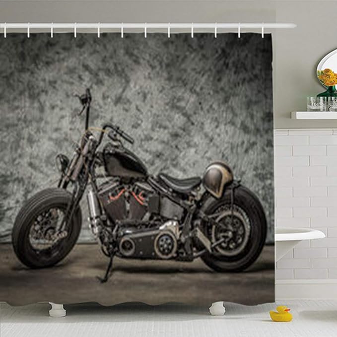 GisRuRu Shower Curtains Bathroom 72 x 78 Inches Black Harley Motorcycle