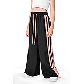 IIMMER Girls Summer Striped Side Fashion Baggy Track Pants Cute Bowknots Y2K Wide Leg Sweatpants 5-14 Years
