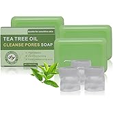 Natural Tea Tree Soap Bar, 3-Piece Set, Plant-Based Formula with Tea Tree & Coconut Oil, Purifying Cleanser for Face & Body, Refreshing & Gentle for Daily Use