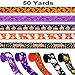 50 Yards Halloween Ribbons Grosgrain Halloween Decorative Ribbons Black Orange Purple Gift Wrapping Ribbons Hair Bows Ribbons for Halloween DIY Supplies, 10 mm