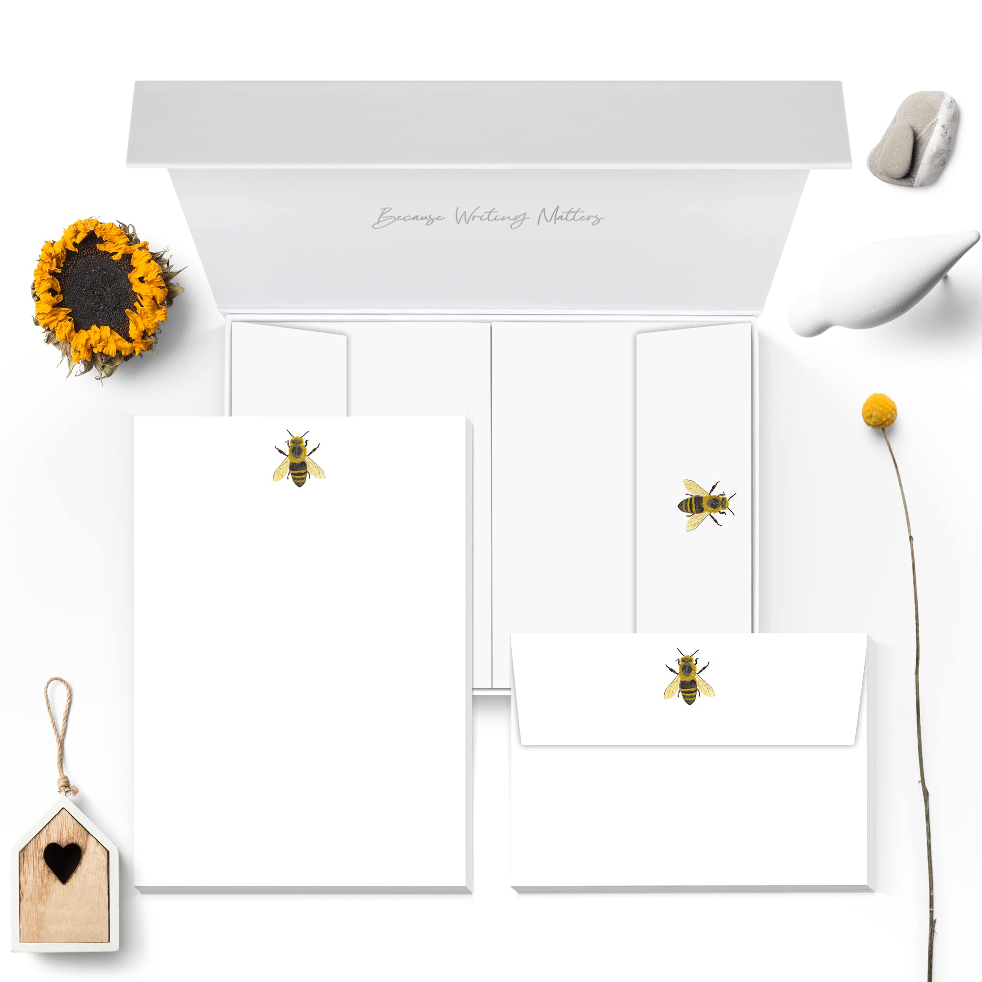 Me Loovely Honey Bee Letter Writing Paper and Envelopes Set Stationery A5 Size Papers Writing Supplies for School Home & Office | Christmas Gifts (40 Letters & 40 Envelopes)