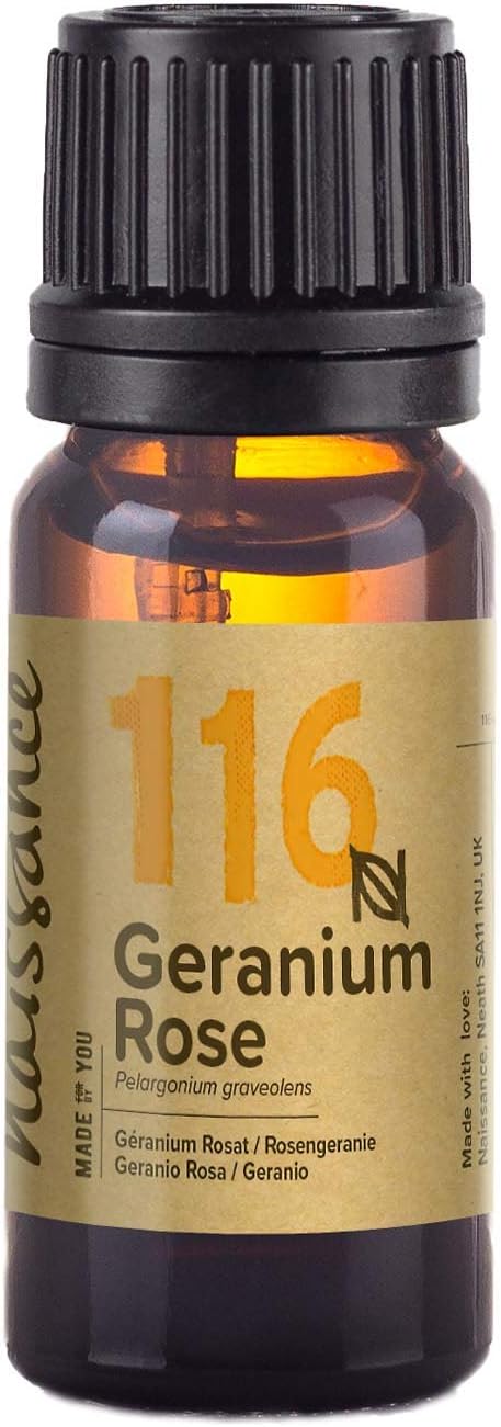 Naissance Geranium Rose Essential Oil 10ml, Pure, Natural, Steam Distilled, Cruelty Free, Vegan and Undiluted