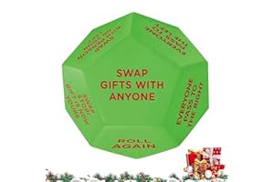 RWSEFK Santa Swap Gift Exchange Dice, 2025 New Santa Swap Gift Exchange Dice, Exchange Dice Game, Christmas Party Gift Exchange Dice Game, 12 Different Sides, Christmas Group Party Game (3 * 3 * 3in)