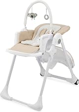 Kinderkraft Tummie 2-in-1 High Chair & Bouncer Beige Birth Fold-Flat view 4