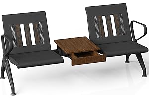 wonline Waiting Room Chairs 2 Seat w/Table, Waiting Room Chairs with Arm, Office Furniture Lobby Conference Reception Bench Office Guest Seating for Clinic Airport Hospital Barber Salon Bank