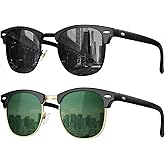 FURISHQI Classic Polarized Sunglasses for Men and Women Retro Style Semi Rimless Frame Sun Glasses 100% UV Protection Goggles