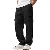 Sailwind Men's Fleece Cargo Sweatpants Casual Loose Fit Heavyweight Pants with Pockets