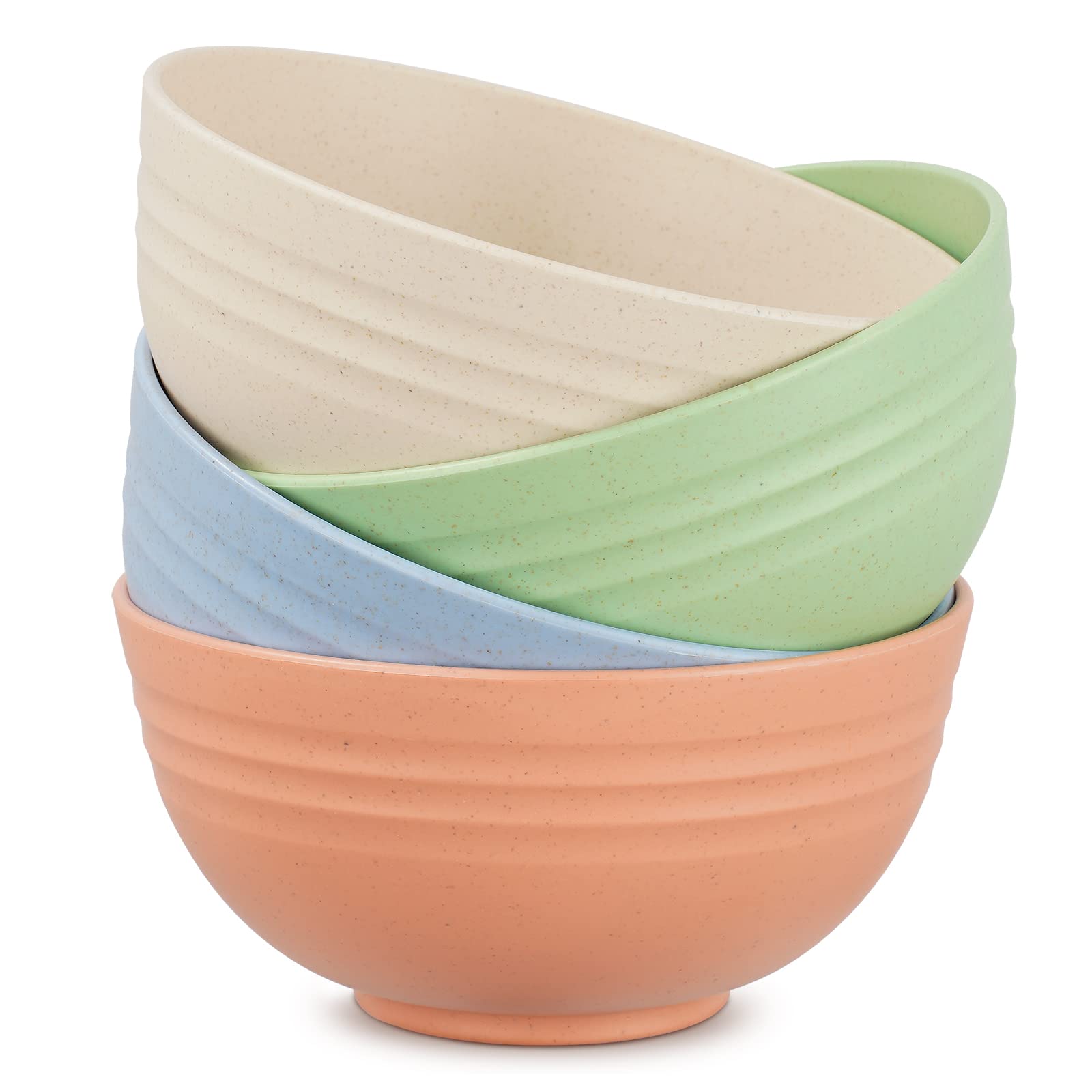 Chuboir Cereal Bowls, Set of 4, Unbreakable Breakfast Bowls, Large Capacity 24 oz, Plastic Lightweight Snack Pasta Bowls for Salad Travel Picnic Camping, Microwave & Dishwasher Safe