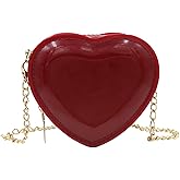 Mini Candy Color Jelly Purse Girls Heart Shaped Crossbody Bags Shoulder Bag Chain Birthday Gifts,Red