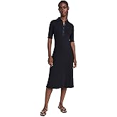 Vince Women's Rib Elbow Sleeve Polo Midi Dress